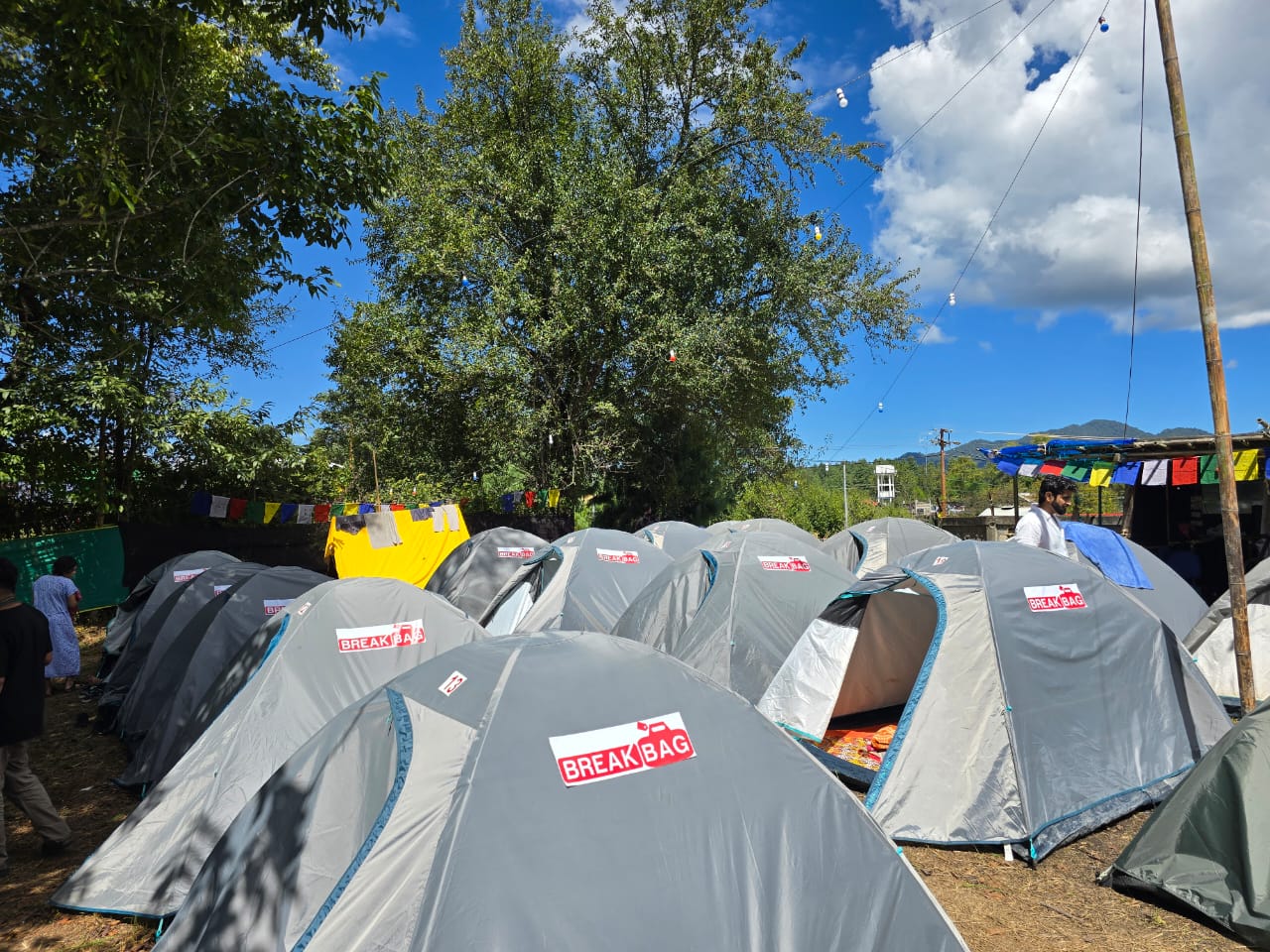 BreakBag dome tents pitched next to the Ziro festival ground