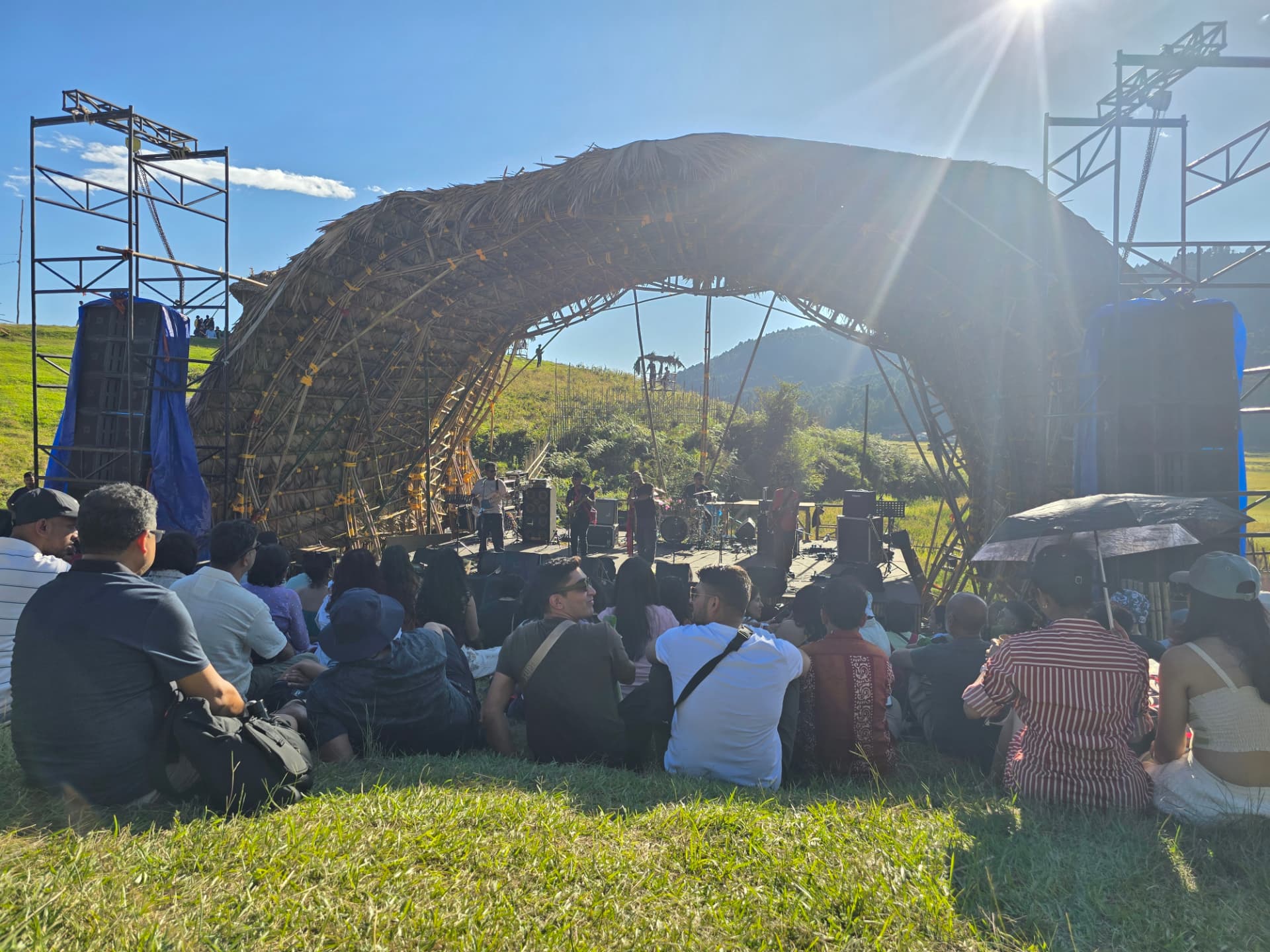 Crowd at the Ziro Music Festival bamboo stage