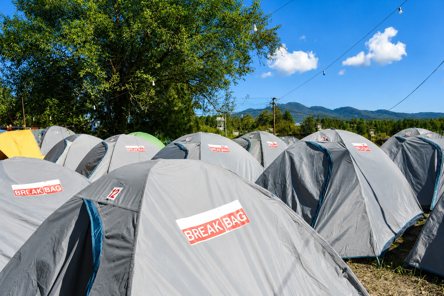 BreakBag campsite with dome tents set against Ziro valley